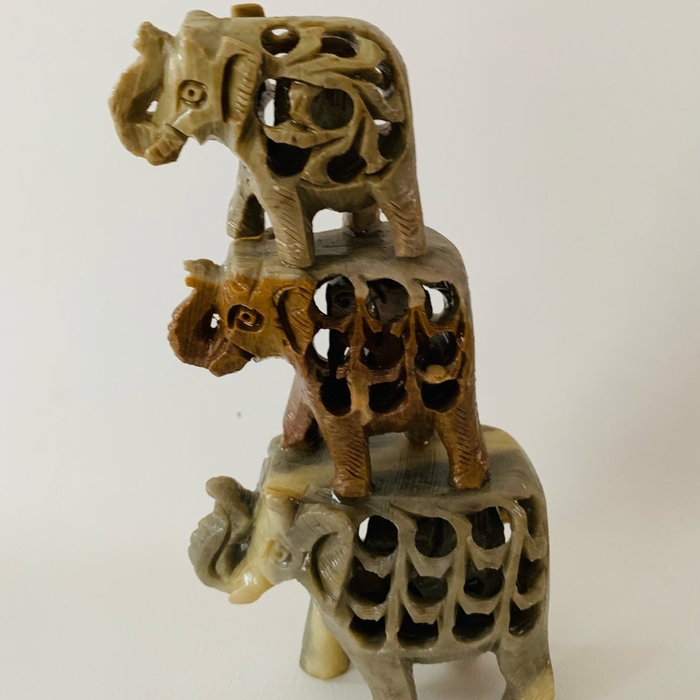 Handcrafted Elephant Sculpture in Brown and Gray - Picture 4 of 7